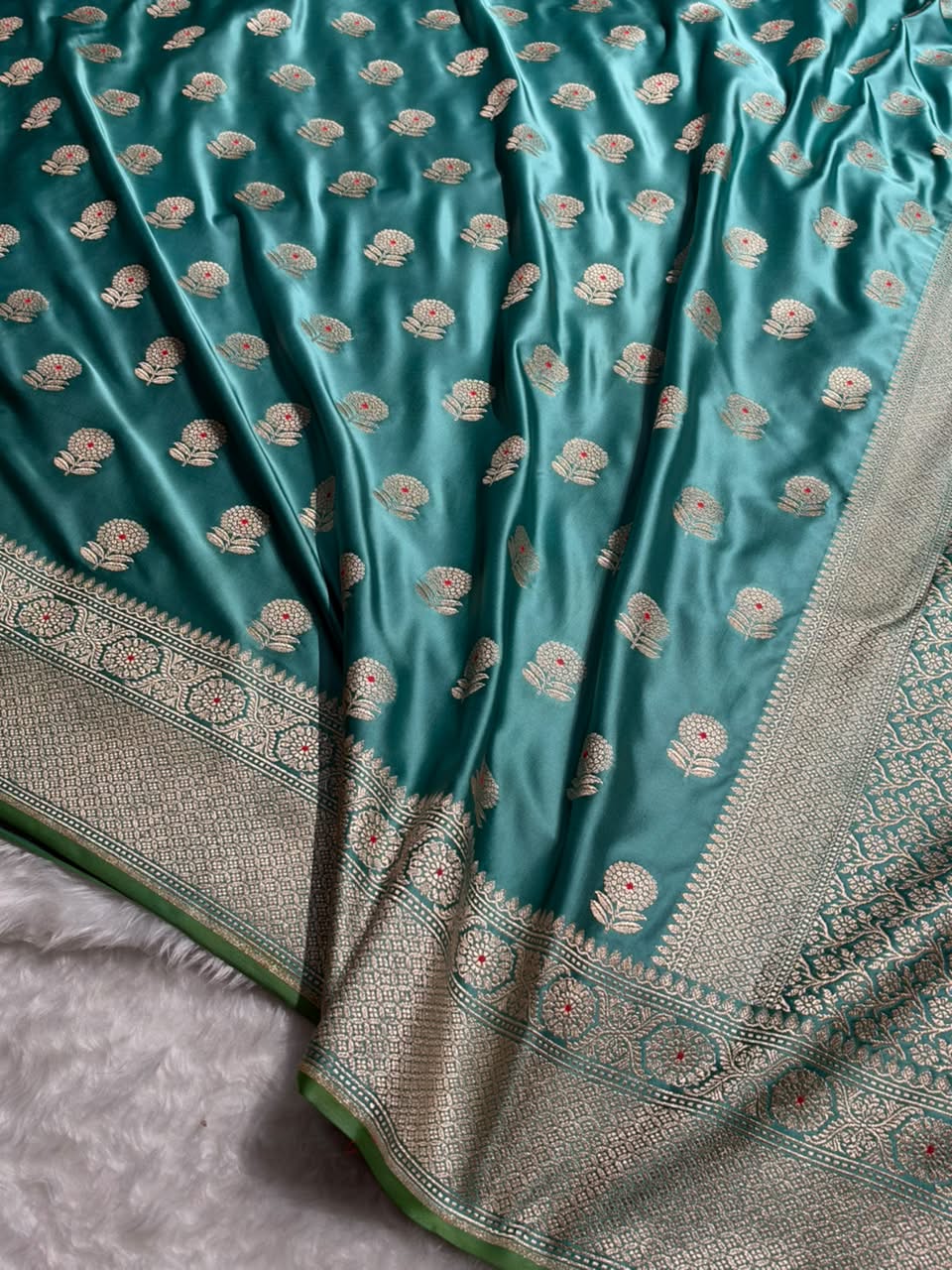 Teal Green  Shade With Floral Boota MCS108
