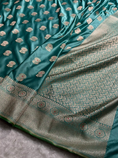 Teal Green  Shade With Floral Boota MCS108