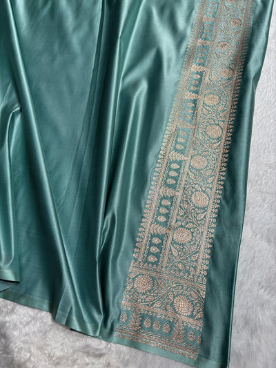 Lavendar / Teal Green Booti Banarasi Satin Katan Silk Saree SK14