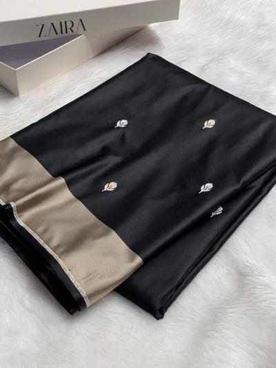 Black With Gold Shades Border Banarasi Booti Pattern Mashru Silk Saree MSM-141