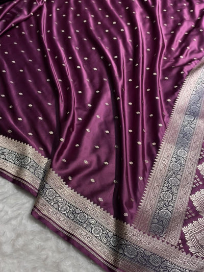 Banarasi Wine Shade Booti Mashru Silk Saree MCS26