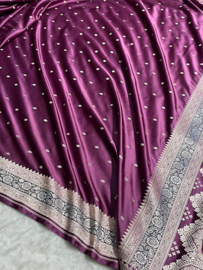 Banarasi Wine Shade Booti Mashru Silk Saree MCS26