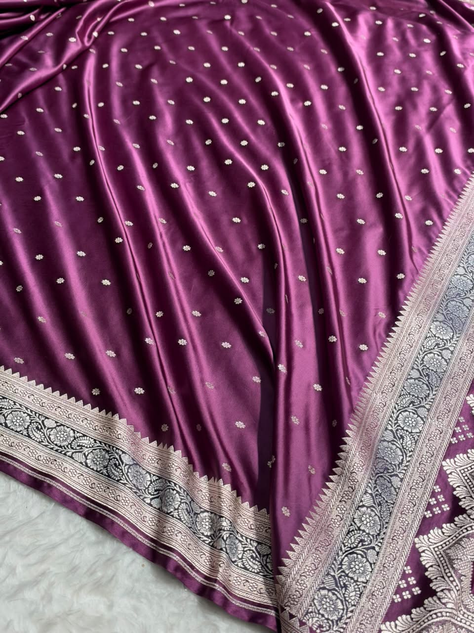 Banarasi Wine Shade Booti Mashru Silk Saree MCS26