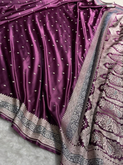 Banarasi Wine Shade Booti Mashru Silk Saree MCS26