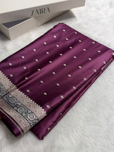 Banarasi Wine Shade Booti Mashru Silk Saree MCS26