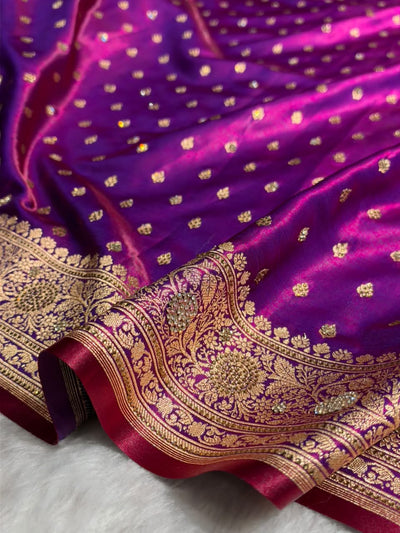 Bridal  Magenta Purple Satin Silk with Swarovski work BSS06