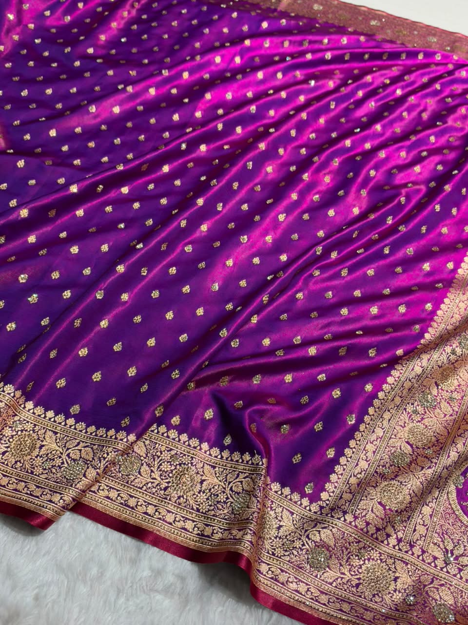 Bridal  Magenta Purple Satin Silk with Swarovski work BSS06
