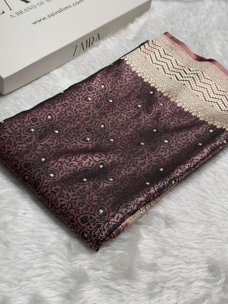 Copper Shades Jamawar Tanchoi Motif Mashru Silk Saree MST-17