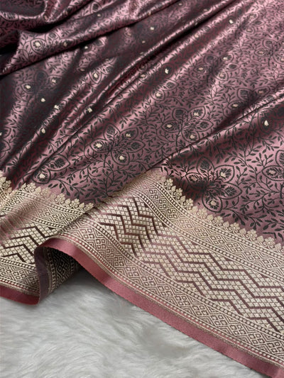 Copper Shades Jamawar Tanchoi Motif Mashru Silk Saree MST-17