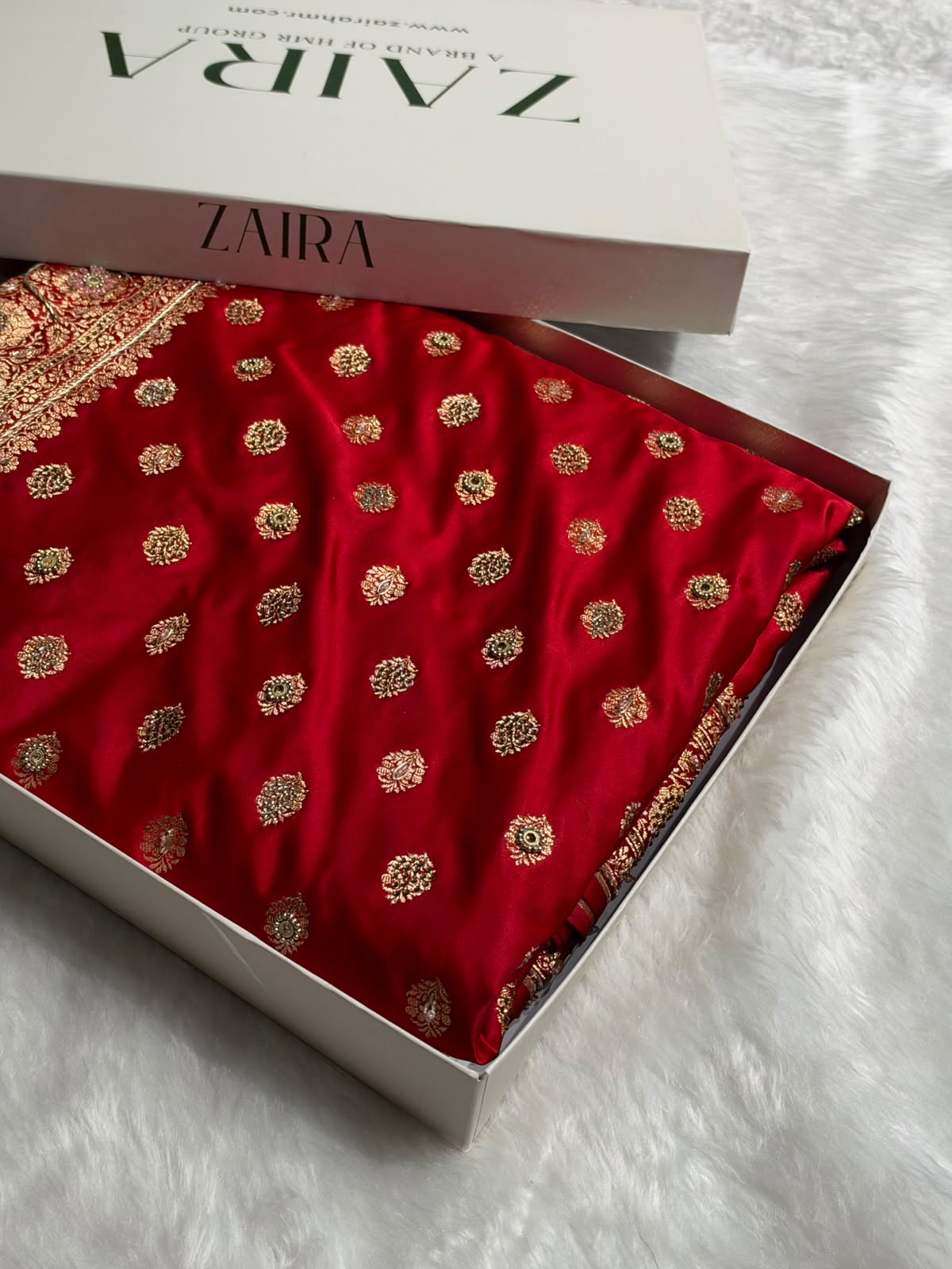 Banarasi Satin Katan Saree With Swarovski & Zardozi Work Boota Pattern in Red Shades BSK160