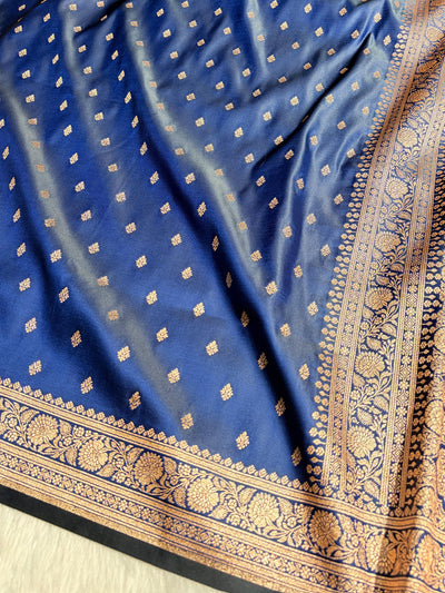Banarasi Boota Katan Silk Saree In Navy Blue Shades SK03