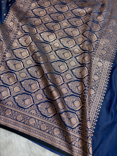 Banarasi Boota Katan Silk Saree In Navy Blue Shades SK03