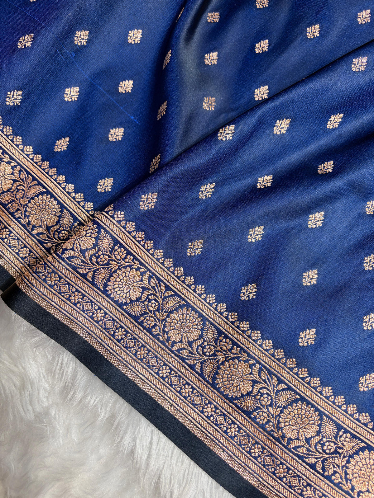 Banarasi Boota Katan Silk Saree In Navy Blue Shades SK03