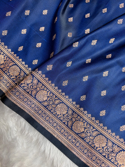 Banarasi Boota Katan Silk Saree In Navy Blue Shades SK03