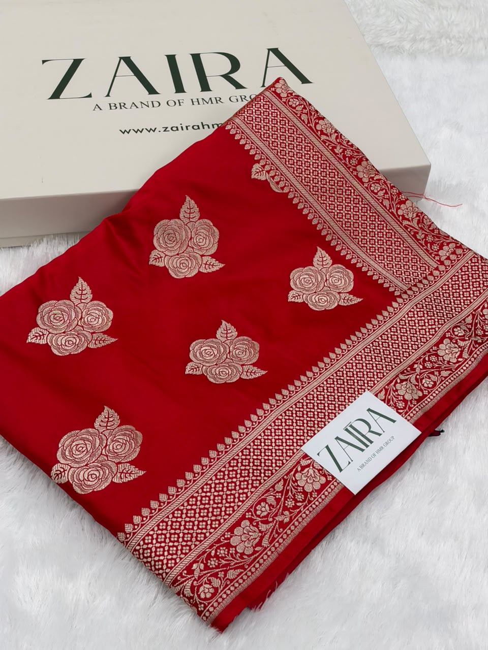 Red Shades in Rose Motif Pattern Mashru Silk Saree MSM-142