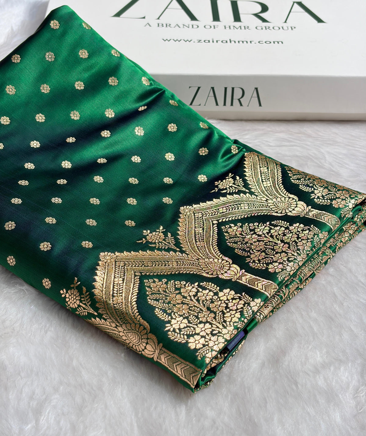 Banarasi Bottle Green Booti Katan Silk Saree SK01