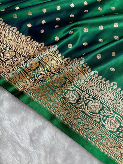 Banarasi Bottle Green Booti Katan Silk Saree SK01