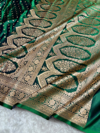 Banarasi Bottle Green Booti Katan Silk Saree SK01