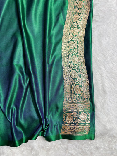 Banarasi Bottle Green Booti Katan Silk Saree SK01