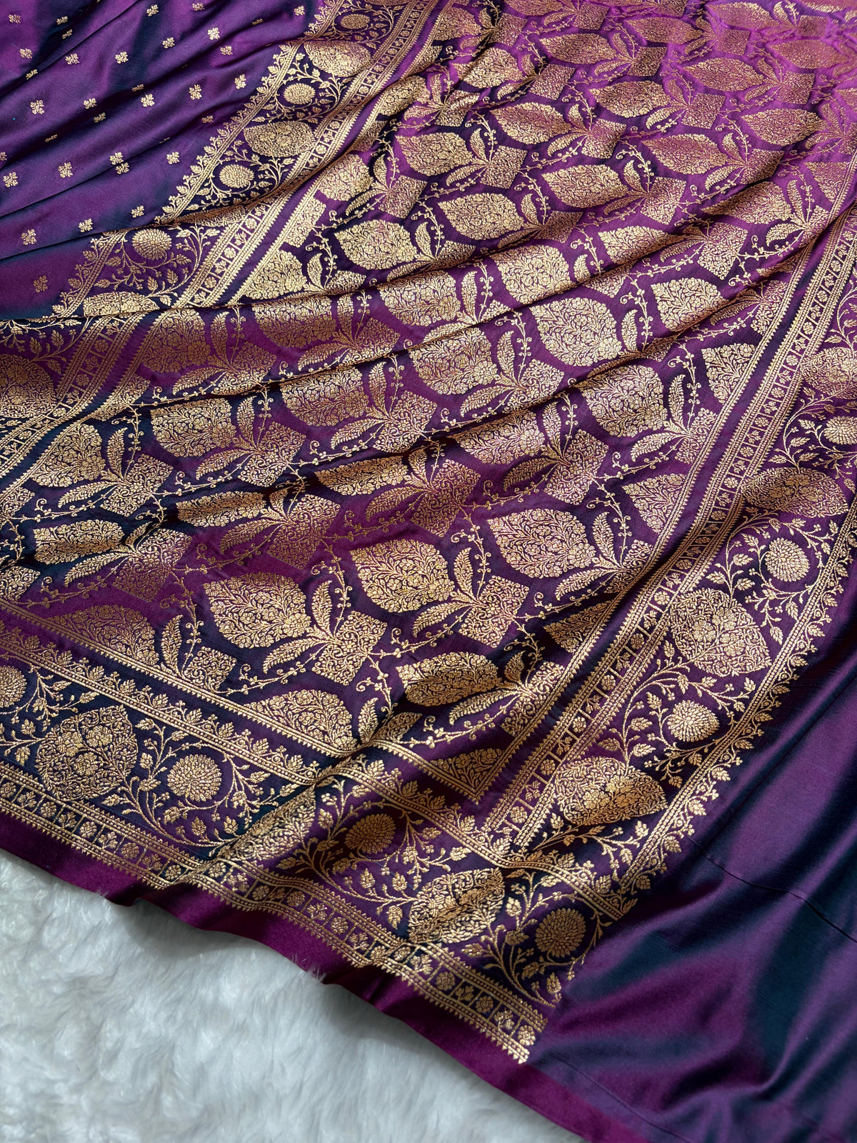 Banarasi Satin Katan Saree With Boota in Wine Shades SK117