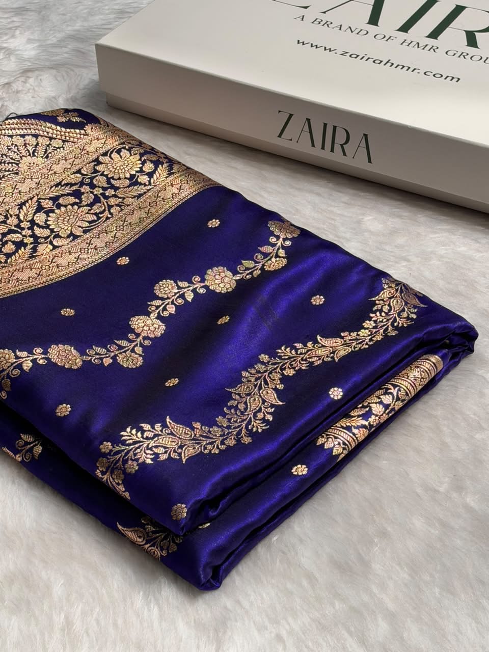Banarasi Light Weight Satin Silk Royal Blue  Shades SS66