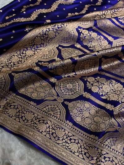 Banarasi Light Weight Satin Silk Royal Blue  Shades SS66