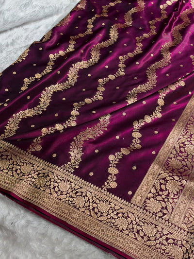 Banarasi Light Weight Satin Silk Deep Wine Shades SS66