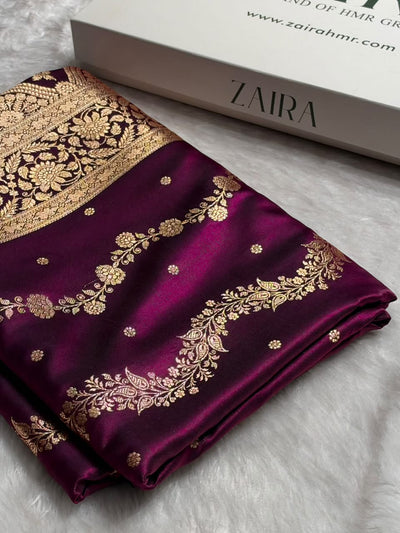 Banarasi Light Weight Satin Silk Deep Wine Shades SS66