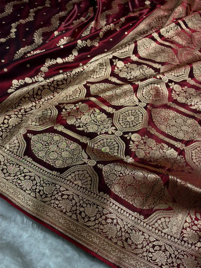 Banarasi Light Weight Satin Silk Maroon Shades SS66