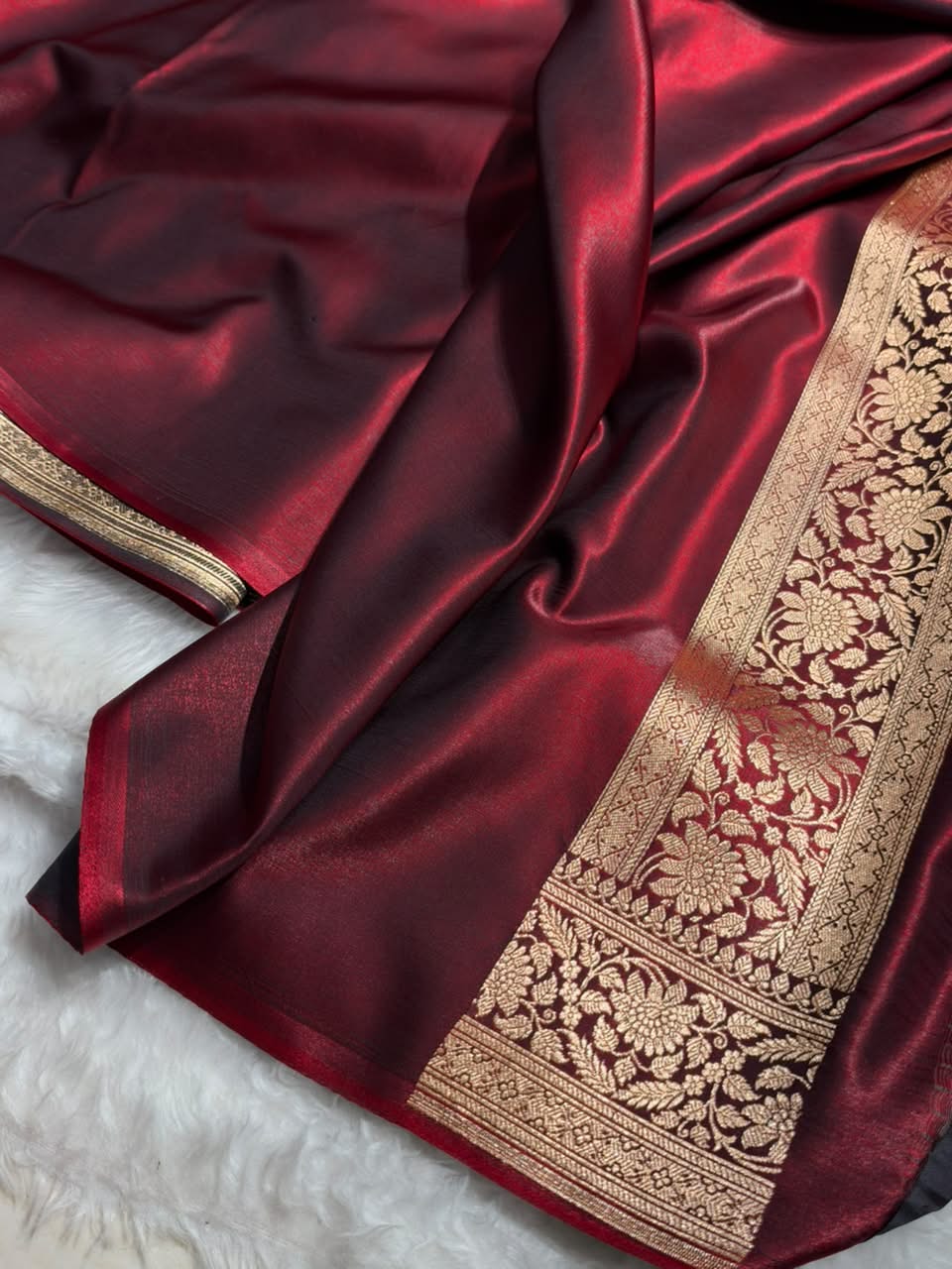 Banarasi Light Weight Satin Silk Maroon Shades SS66