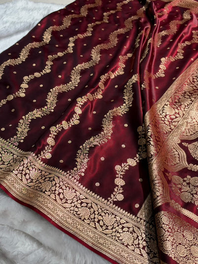 Banarasi Light Weight Satin Silk Maroon Shades SS66