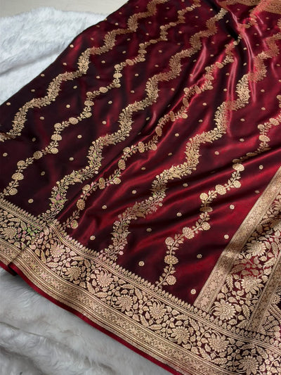 Banarasi Light Weight Satin Silk Maroon Shades SS66