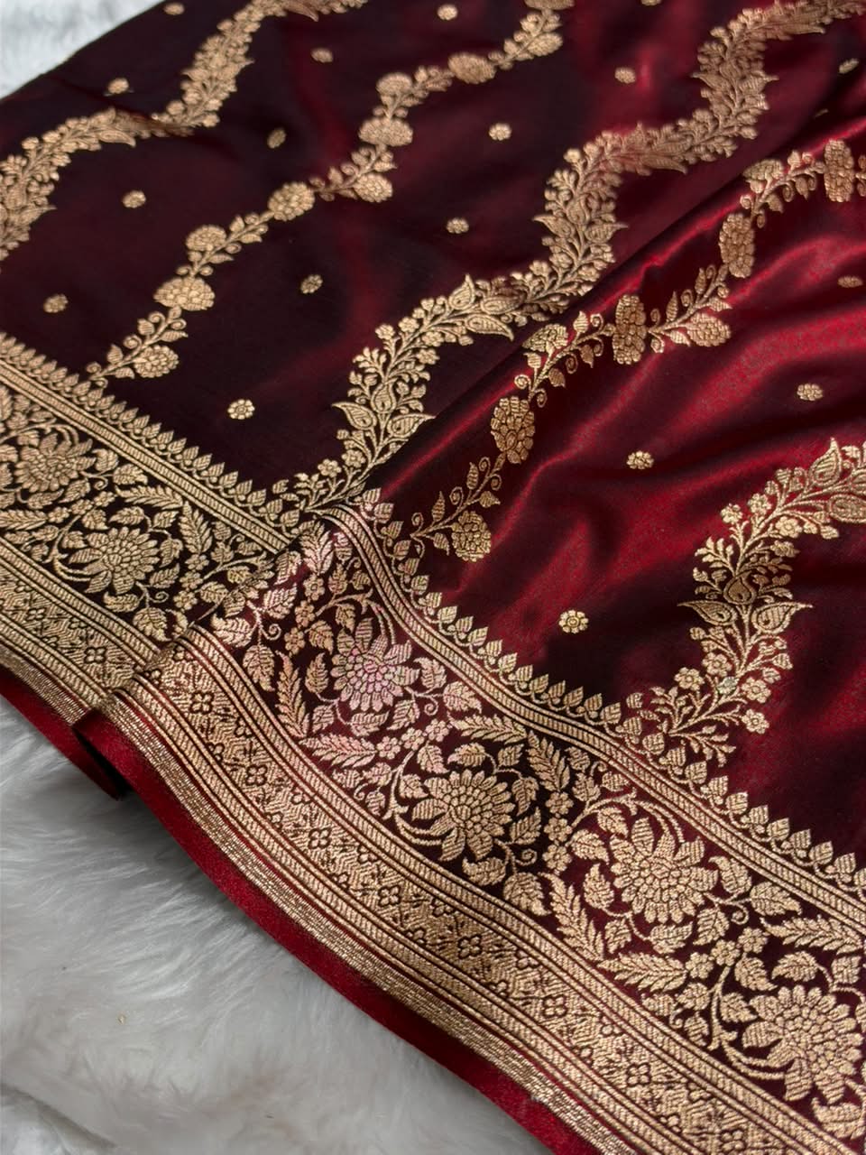 Banarasi Light Weight Satin Silk Maroon Shades SS66
