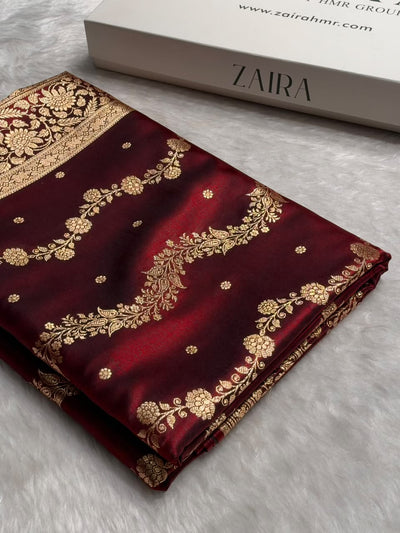 Banarasi Light Weight Satin Silk Maroon Shades SS66