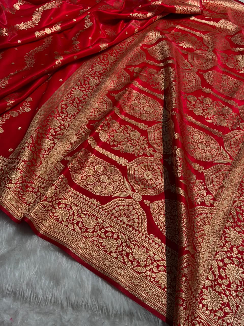 Banarasi Light Weight Satin Silk Red Shades SS66