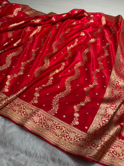 Banarasi Light Weight Satin Silk Red Shades SS66