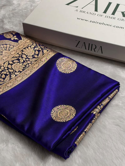 Banarasi Light Weight Satin Silk Royal Blue Shades SS67