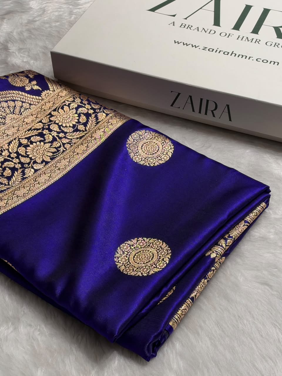 Banarasi Light Weight Satin Silk Royal Blue Shades SS67