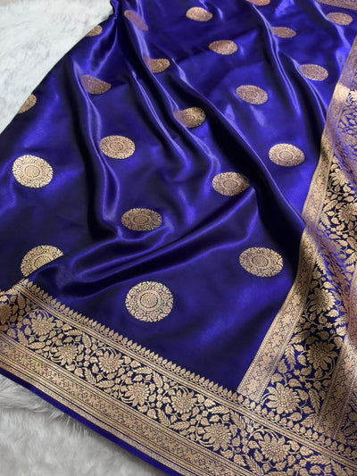 Banarasi Light Weight Satin Silk Royal Blue Shades SS67