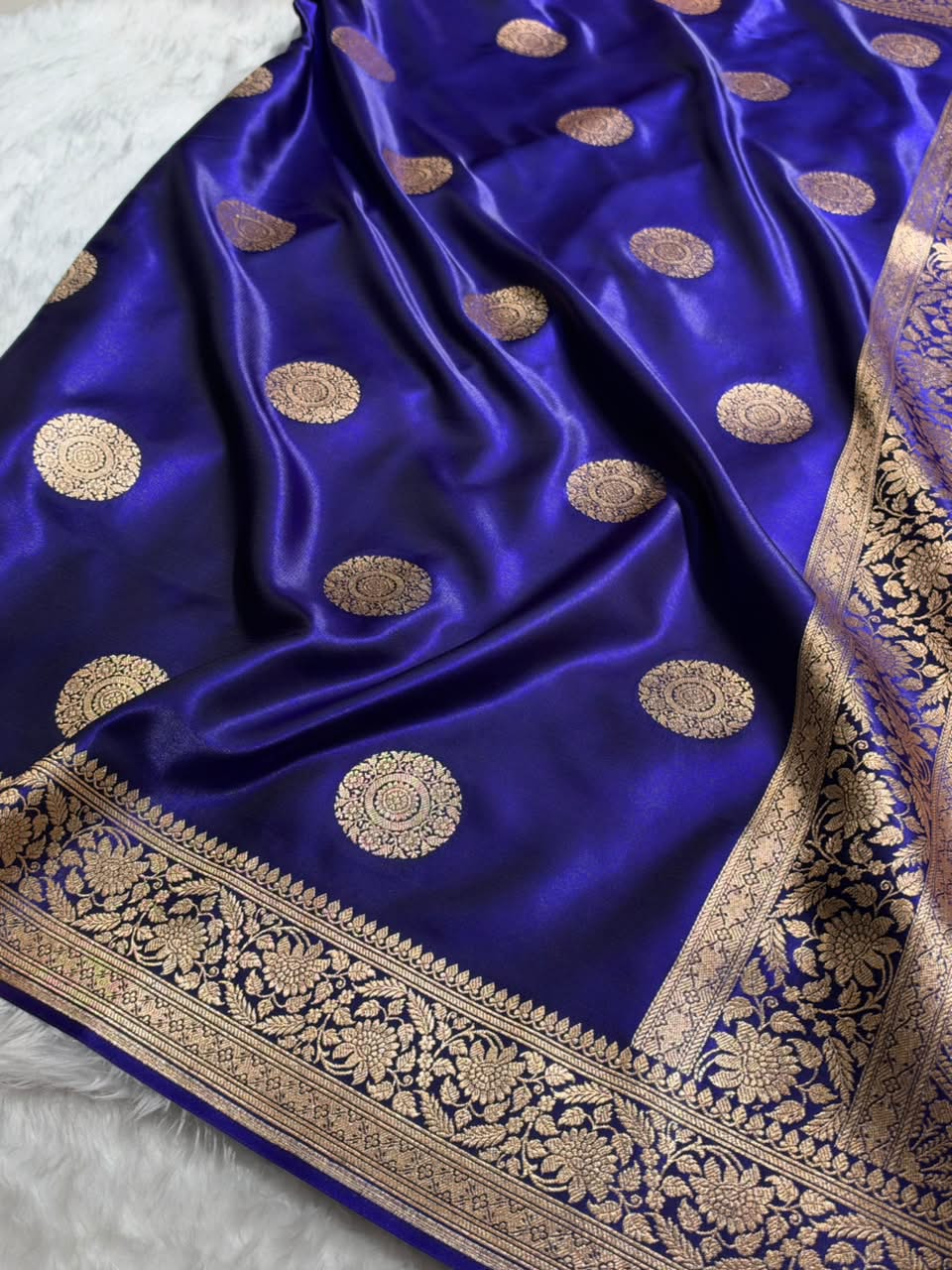 Banarasi Light Weight Satin Silk Royal Blue Shades SS67