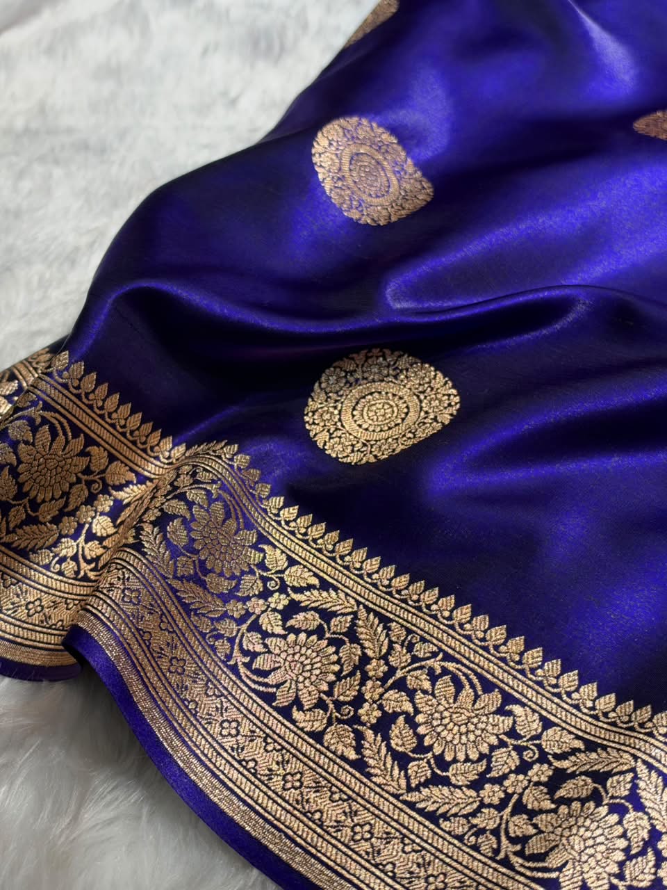 Banarasi Light Weight Satin Silk Royal Blue Shades SS67