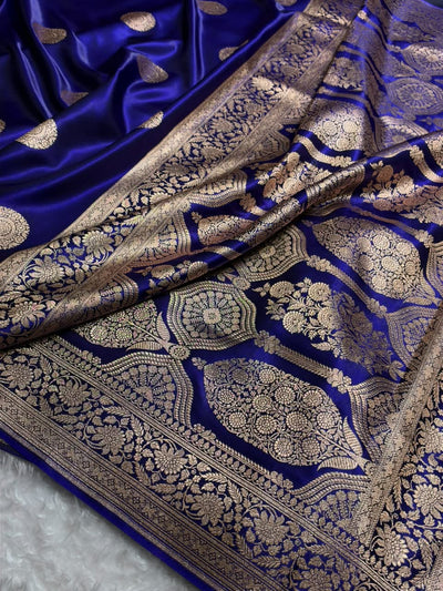 Banarasi Light Weight Satin Silk Royal Blue Shades SS67