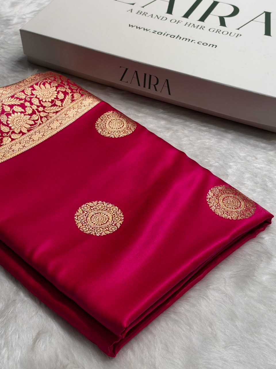 Banarasi Light Weight Satin Silk Rani Pink Shades SS67