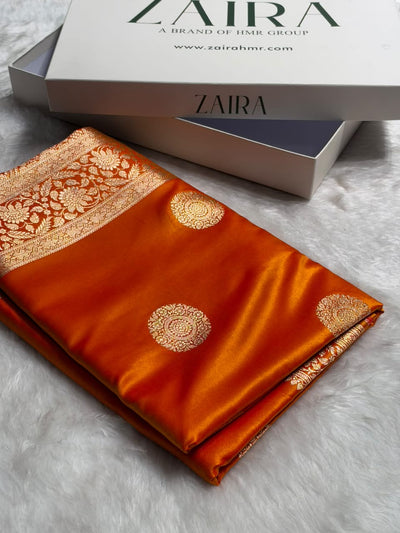 Banarasi Light Weight Satin Silk Orange Shades SS67
