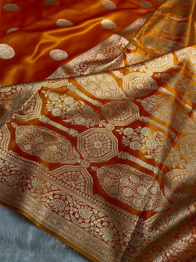 Banarasi Light Weight Satin Silk Orange Shades SS67