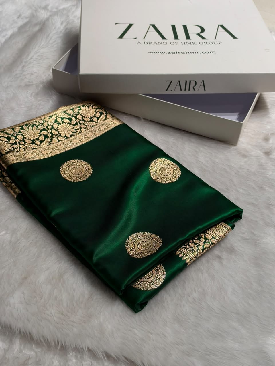 Banarasi Light Weight Satin Silk Bottle Green Shades SS67
