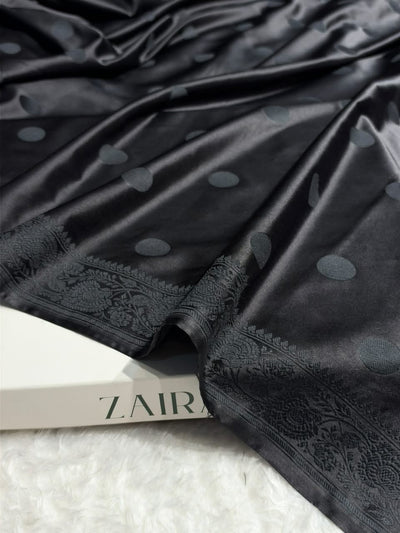 Black  Banarasi Silk Saree with Polka Dot Buti & Woven Border MCS111