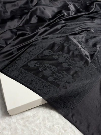 Black  Banarasi Silk Saree with Polka Dot Buti & Woven Border MCS111