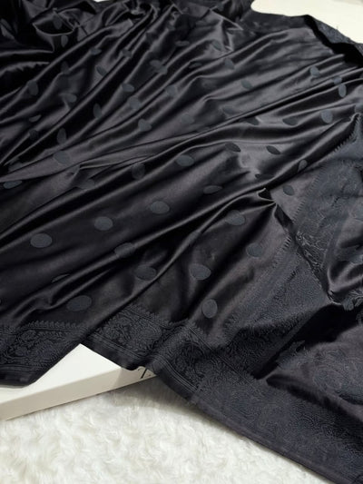 Black  Banarasi Silk Saree with Polka Dot Buti & Woven Border MCS111