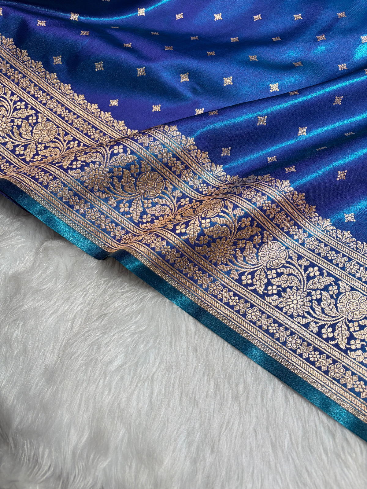 Banarasi Light Weight Satin Silk Peacock Shades SS68